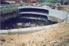 View of vaulted lining of car parking from the side of ramp under construction